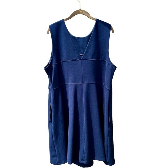 Lands End Ponte Knit Midi Dress Plus Size 22W Stretch Women’s Sleeveless Navy - Picture 2 of 14